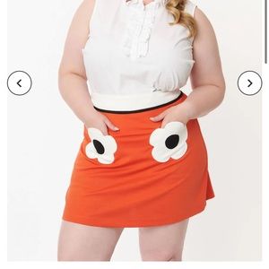 Smak Parlour Plus Size Orange Flower Mini Skirt - 2X/18 Unique vintage mod